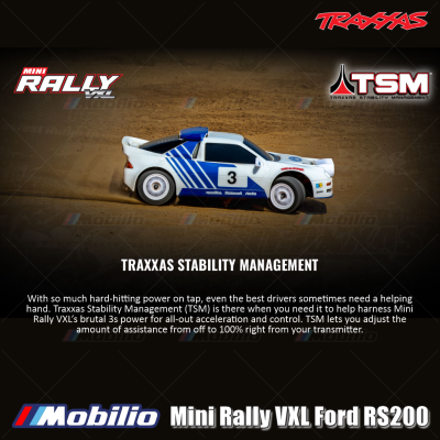 Traxxas 108046-1 Mini Rally VXL Ford RS200 Brushless Power System Clipless Body Fully Assembled RTR with TQi 2.4 GHz Radio System TSM