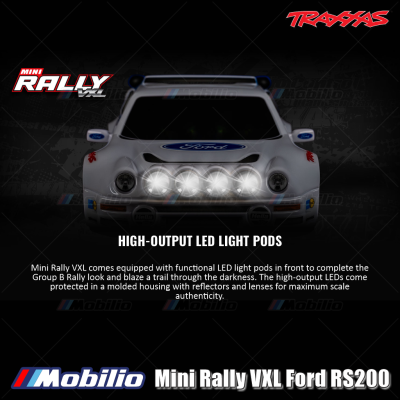 Traxxas 108046-1 Mini Rally VXL Ford RS200 Brushless Power System Clipless Body Fully Assembled RTR with TQi 2.4 GHz Radio System TSM