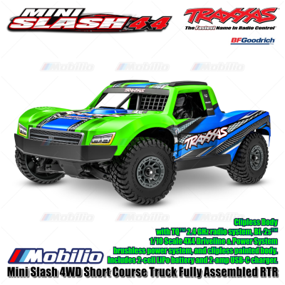 Traxxas 108164-1 Mini Slash 4WD Short Course Truck Fully Assembled RTR Clipless Body TQ 2.4GHz BL-2S Brushless Power System