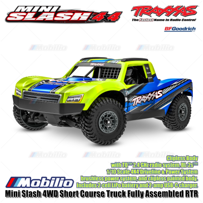 Traxxas 108164-1 Mini Slash 4WD Short Course Truck Fully Assembled RTR Clipless Body TQ 2.4GHz BL-2S Brushless Power System