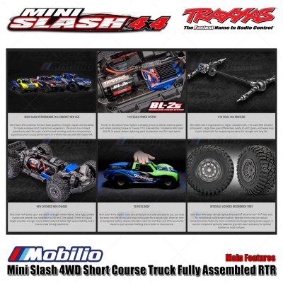 Traxxas 108164-1 Mini Slash 4WD Short Course Truck Fully Assembled RTR Clipless Body TQ 2.4GHz BL-2S Brushless Power System