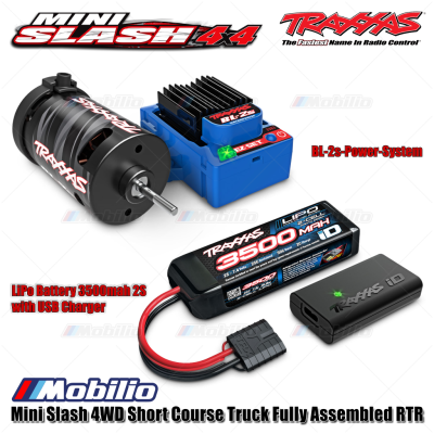 Traxxas 108164-1 Mini Slash 4WD Short Course Truck Fully Assembled RTR Clipless Body TQ 2.4GHz BL-2S Brushless Power System