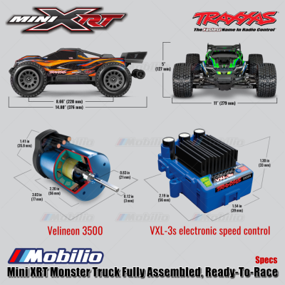 Traxxas Mini XRT Monster Truck Fully Assembled Ready-To-Race RTR with TQi 2.4 GHz Radio System & VXL-3s Brushless Power System