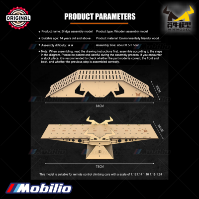 MN RC Obstacle Bridge - Wooden Three-Dimensional Assembly Model fit 1:12 1:14 1:16 1:18 1:24 RC Crawler Vehicles Remote Control