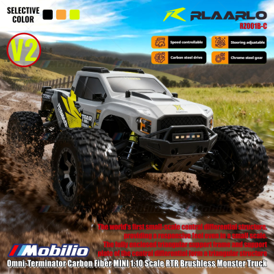 Rlaarlo Omni-Terminator Carbon Fiber MINI 1:10 Scale RTR Brushless Monster Truck V2 Version RZ001B-C RZ001O-C RZ001Y-C