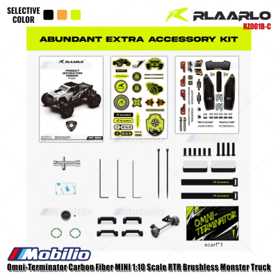 Rlaarlo Omni-Terminator Carbon Fiber MINI 1:10 Scale RTR Brushless Monster Truck V2 Version RZ001B-C RZ001O-C RZ001Y-C