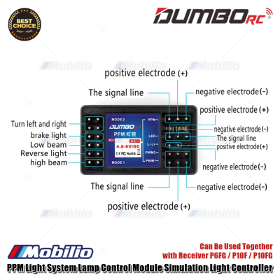 Dumborc PPM Light System Lamp Control Module Simulation Light Controller Can Be Used Together with Receiver P6FG / P10F / P10FG