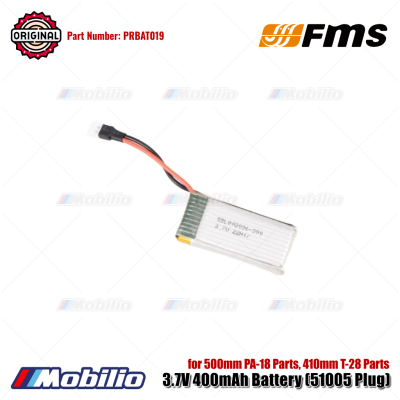 FMS Part #PRBAT019 3.7V 400mAh Battery 51005 Plug for Mini RC 500mm PA-18 410mm T-28 Airplane Aero Modelling Aircraft