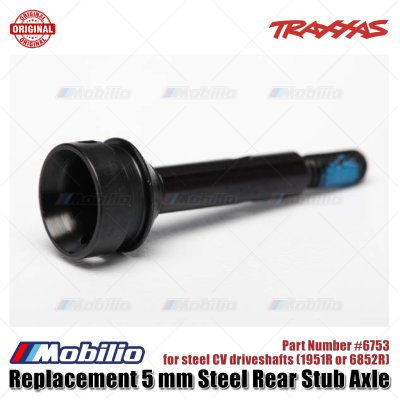 Traxxas Part #6753 Replacement 5 mm Steel Rear Stub Axle for Steel CV Driveshafts (1951R or 6852R)