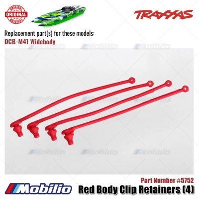 Traxxas Part #5752 Red Body Clip Retainers 4 Pcs for RC Boat DCB-M41 Widebody
