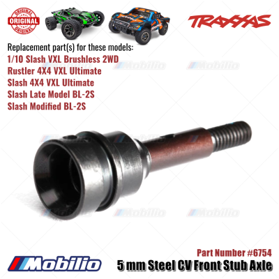 Traxxas Part #6754 5mm Steel CV Front Stub Axle for RC Slash Rustler Upgrade