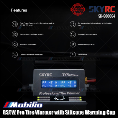 SKYRC Part #SK-600064-06 RSTW Pro Tire Warmer with Silicone Warming Cup for RC 1/10 Touring Car