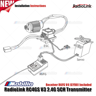 New Radiolink RC4GS V3 5Ch 2.4 GHz Receiver R6FG with Gyro Fast Respon Fully Waterproof Available