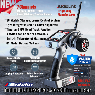 Radiolink RC6GS V3 7 Channels RC Transmitter and Receiver R7FG Fully Waterproof Available for Cars Crawler Truck Boats