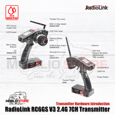 Radiolink RC6GS V3 7 Channels RC Transmitter and Receiver R7FG Crawler