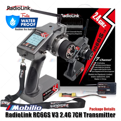 Radiolink RC6GS V3 7 Channels RC Transmitter and Receiver R7FG Fully Waterproof Available for Cars Crawler Truck Boats