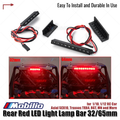 Upgrade Part Rear Red LED Light Lamp Bar 32/65mm for 1/10 1/12 RC Car Axial SCX10 Traxxas TRX4 RGT MN and More