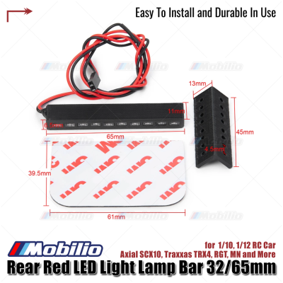 Upgrade Part Rear Red LED Light Lamp Bar 32/65mm for 1/10 1/12 RC Car Axial SCX10 Traxxas TRX4 RGT MN and More