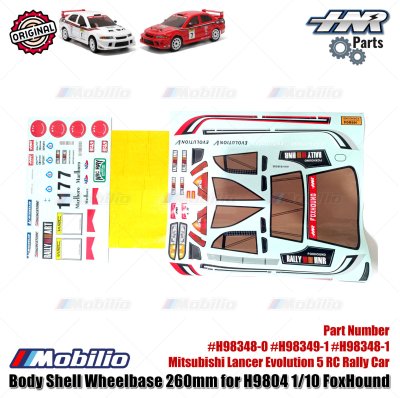 HNR Part #H98348-0 #H98349-1 #H98348-1 Body Shell Wheelbase 260mm Lancer Evo 5 for H9804 1/10 FoxHound RC Rally Car