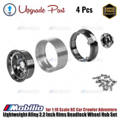 Upgrade Part Lightweight Alloy 2.2 Inch Rims Beadlock Wheel Hub Set for 1:10 1:8 Scale RC Car Crawler Adventure