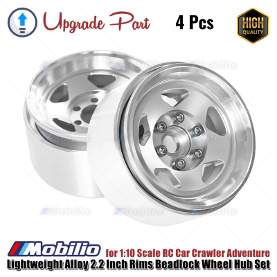 Upgrade Part Lightweight Alloy 2.2 Inch Rims Beadlock Wheel Hub Set for 1:10 1:8 Scale RC Car Crawler Adventure