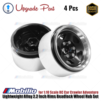 Upgrade Part Lightweight Alloy 2.2 Inch Rims Beadlock Wheel Hub Set for 1:10 1:8 Scale RC Car Crawler Adventure