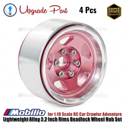 Upgrade Part Lightweight Alloy 2.2 Inch Rims Beadlock Wheel Hub Set for 1:10 1:8 Scale RC Car Crawler Adventure