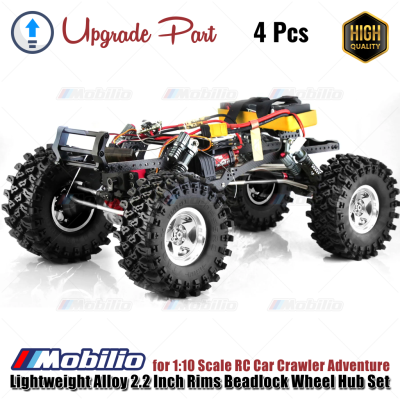 Upgrade Part Lightweight Alloy 2.2 Inch Rims Beadlock Wheel Hub Set for 1:10 1:8 Scale RC Car Crawler Adventure