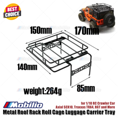 Accessories Metal Roof Rack Roll Cage Luggage Carrier Tray for 1/10 RC Crawler Car Axial SCX10 Traxxas TRX4 RGT and More