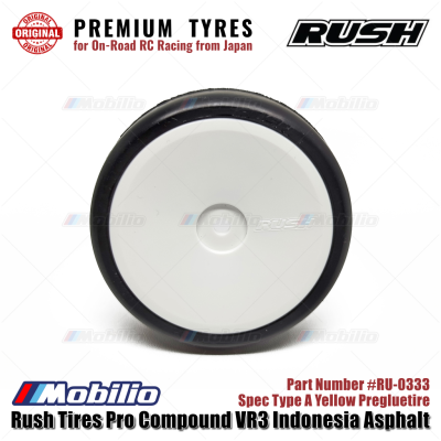 Rush Tires #RU-0333 Pro Compound VR3 Spec Spec Type A Yellow Pregluetire Premium Tyres for On-Road RC Racing from Japan