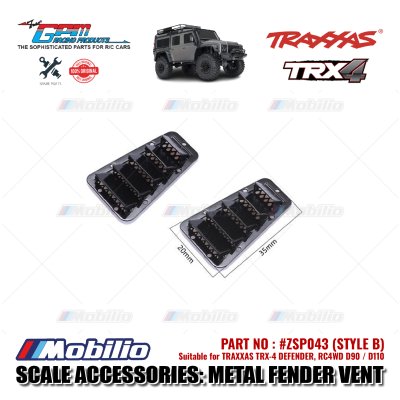GPM Part #ZSP043 Metal Fender Vent (Style B) for Traxxas TRX-4 Defender RC4WD D90 / D110 Crawler Adventure