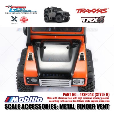 GPM Part #ZSP043 Metal Fender Vent (Style B) for Traxxas TRX-4 Defender RC4WD D90 / D110 Crawler Adventure