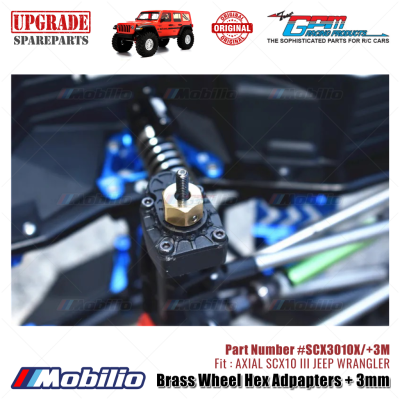 GPM Part #SCX3010X/+3M Brass Wheel Hex Adpapters + 3mm Upgrade Axial SCX10 III Jeep Wrangler AXI232018 Replacement