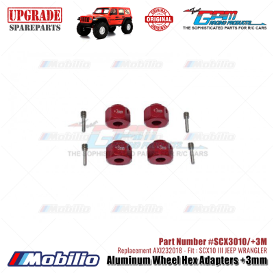GPM Part #SCX3010/+3M Aluminum Wheel Hex Adapters +3mm Upgrade Axial SCX10 III Jeep Wrangler AXI232018 Replacement