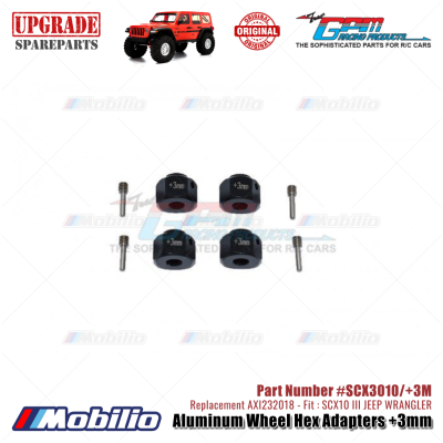 GPM Part #SCX3010/+3M Aluminum Wheel Hex Adapters +3mm Upgrade Axial SCX10 III Jeep Wrangler AXI232018 Replacement