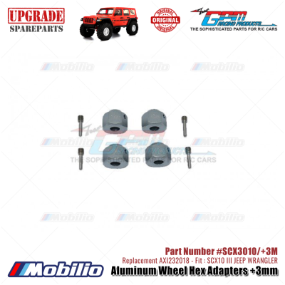 GPM Part #SCX3010/+3M Aluminum Wheel Hex Adapters +3mm Upgrade Axial SCX10 III Jeep Wrangler AXI232018 Replacement