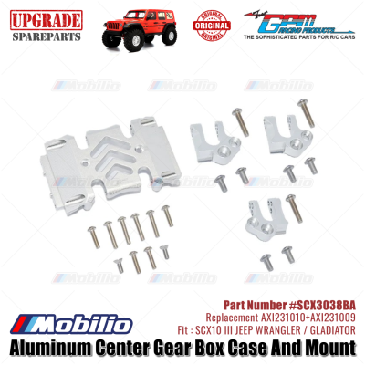 GPM Part #SCX3038BA Center Gear Box Case Skid Plate Mount Axial SCX10 III Wrangler Gladiator AXI231010 AXI231009 Replacement