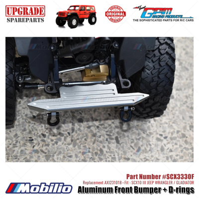 GPM Part #SCX3330F Aluminum Front Bumper + D-rings Upgrade Axial SCX10 III Jeep Wrangler - Gladiator AXI231018 Replacement