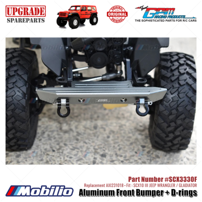 GPM Part #SCX3330F Aluminum Front Bumper + D-rings Upgrade Axial SCX10 III Jeep Wrangler - Gladiator AXI231018 Replacement