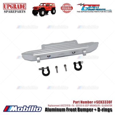 GPM Part #SCX3330F Aluminum Front Bumper + D-rings Upgrade Axial SCX10 III Jeep Wrangler - Gladiator AXI231018 Replacement