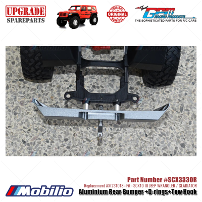 GPM Part #SCX3330R Aluminium Rear Bumper D-rings Tow Hook Axial SCX10 III Jeep Wrangler Gladiator AXI231018 Replacement