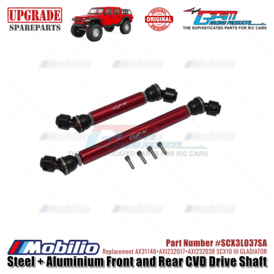 GPM Part #SCX3L037SA Steel & Aluminium Front Rear CVD Drive Shaft Upgrade RC Axial SCX10 III Jeep Gladiator