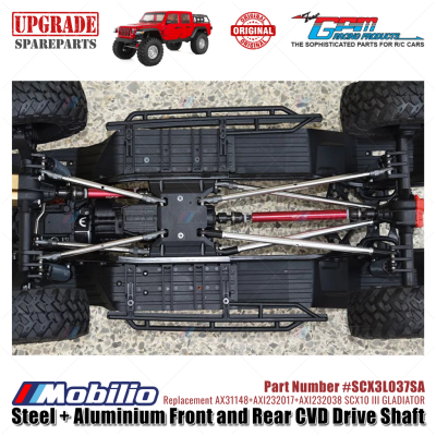 GPM Part #SCX3L037SA Steel & Aluminium Front Rear CVD Drive Shaft Upgrade RC Axial SCX10 III Jeep Gladiator