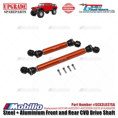 GPM Part #SCX3L037SA Steel & Aluminium Front Rear CVD Drive Shaft Upgrade RC Axial SCX10 III Jeep Gladiator