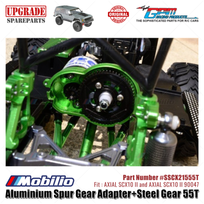 GPM Part #SSCX21555T Aluminium Spur Gear Adapter and Steel Gear 55T RC Upgrade Axial SCX10 II Crawler Adventure