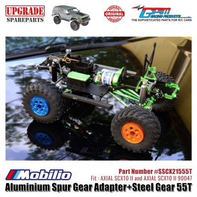 GPM Part #SSCX21555T Aluminium Spur Gear Adapter and Steel Gear 55T RC Upgrade Axial SCX10 II Crawler Adventure