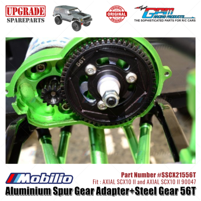 GPM Part #SSCX21556T Aluminium Spur Gear Adapter and Steel Gear 56T RC Upgrade Axial SCX10 II Crawler Adventure