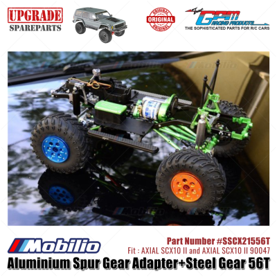 GPM Part #SSCX21556T Aluminium Spur Gear Adapter and Steel Gear 56T RC Upgrade Axial SCX10 II Crawler Adventure