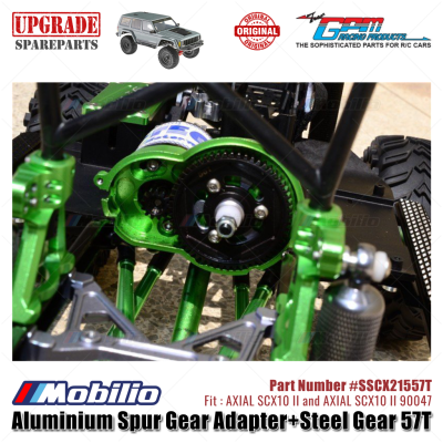 GPM Part #SSCX21557T Aluminium Spur Gear Adapter and Steel Gear 57T RC Upgrade Axial SCX10 II Crawler Adventure