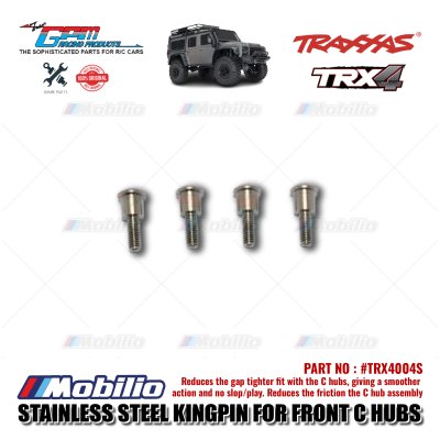 GPM Part #TRX4004S Stainless Steel King Pins For Front C Hubs - 4 pcs for Traxxas TRX4 Crawler Car